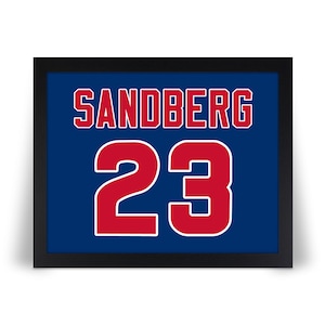 RYNE SANDBERG Chicago Cubs Jersey Style Baseball Photo Picture Poster Print in 8x10, 8.5x11, 11x14, 16x20 White or Blue w/Framed Option (JZ)
