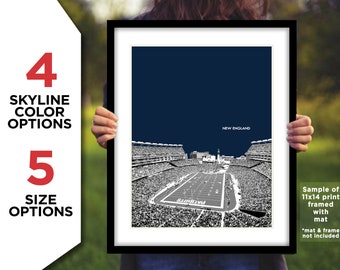 GILLETTE STADIUM Photo Picture New England PATRIOTS Football Skyline Poster Print 8x10, 8.5x11, 11x14, 11x17 or 16x20 (int) nfl