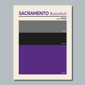 SACRAMENTO KINGS comparable Basketball Color Swatch Photo Picture Poster - 8x10, 8.5x11, 11x14 or 16x20 (a)