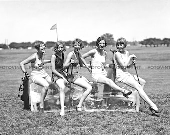 Vintage WOMEN LADIES Golf Photo Picture 1926 Flapper Girls Golfers Photograph Print 8x10, 8.5x11, 11x14 or 16x20 (GG1)