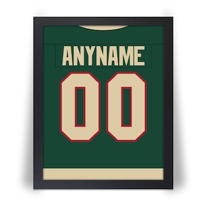 MINNESOTA WILD comparable Personalized Hockey Photo Poster (Any Name & Number) 8x10, 8.5x11, 11x14, 16x20 Green or White w/Framed Option JZ