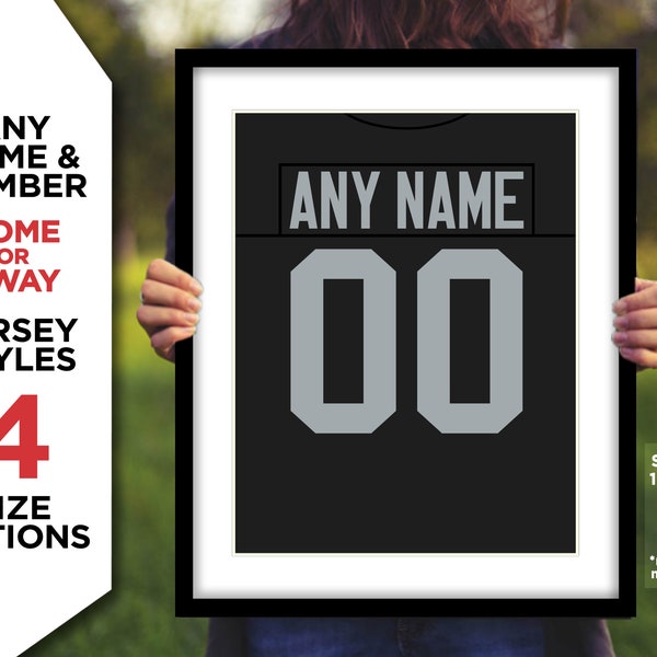 LOS ANGELES RAIDERS Jersey Photo Picture Art "Any Name & Number" Football Poster Print 8x10, 8.5x11, 11x14, 16x20 (oakjers raidjers)