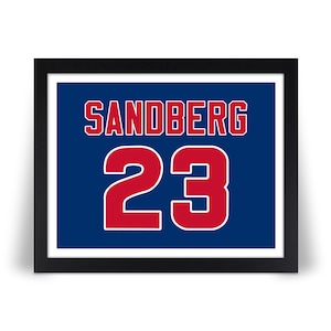 RYNE SANDBERG Chicago Cubs Jersey Style Baseball Photo Picture Poster Print in 8x10, 8.5x11, 11x14, 16x20 White or Blue w/Framed Option (JZ)