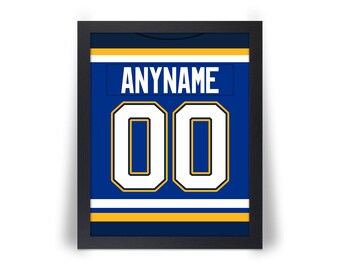 ST. LOUIS BLUES comparable Personalized Hockey Photo Poster (Any Name & Number) 8x10, 8.5x11, 11x14, 16x20 Blue or White w/Framed Option jz