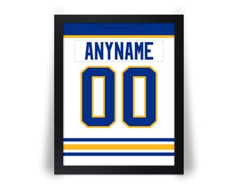 BUFFALO SABRES comparable Personalized Hockey Photo Poster (Any Name & Number) 8x10, 8.5x11, 11x14, 16x20 Blue or White w/Framed Option JZ