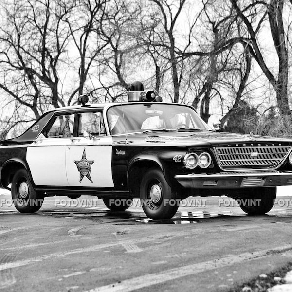 Vintage POLICE CAR Photo Picture 1963 Chrysler Newport Cop Cruiser Photograph Print 8x10, 8.5x11, 11x14 or 16x20 (POL20)