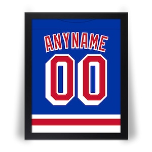 NEW YORK RANGERS comparable Personalized Hockey Photo Poster (Any Name & Number) 8x10, 8.5x11, 11x14, 16x20 Blue or White w/Framed Option jz
