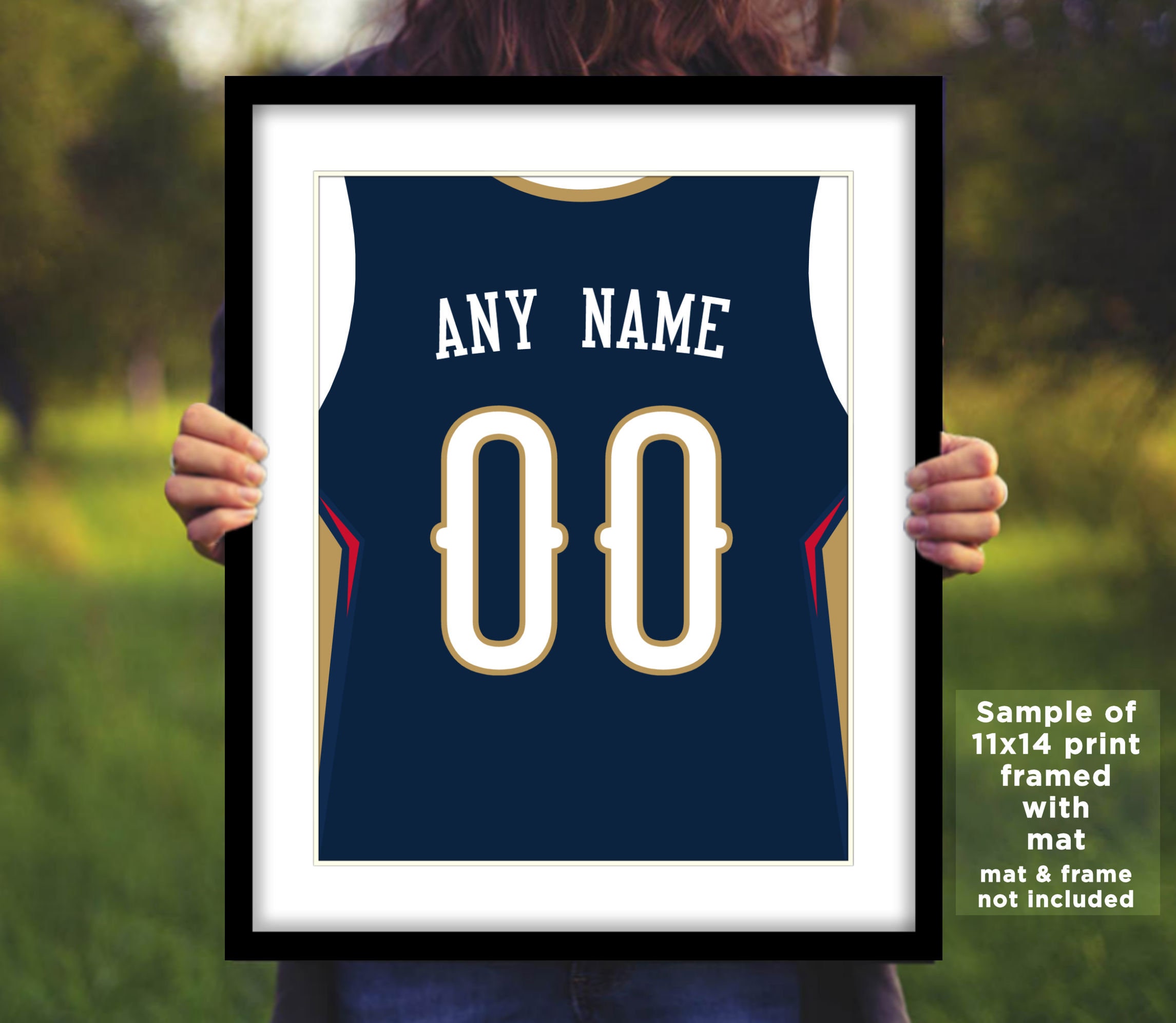 New Orleans Pelicans Basketball Jersey Personalised Name Wall 