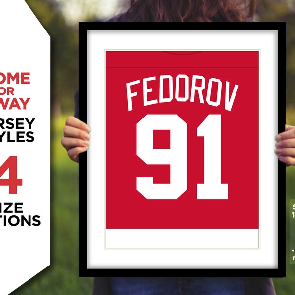 SERGEI FEDEROV Jersey Photo Picture Art DETROIT Red Wings Hockey Poster Print 8x10, 8.5x11, 11x14 or 16x20 (detjers)