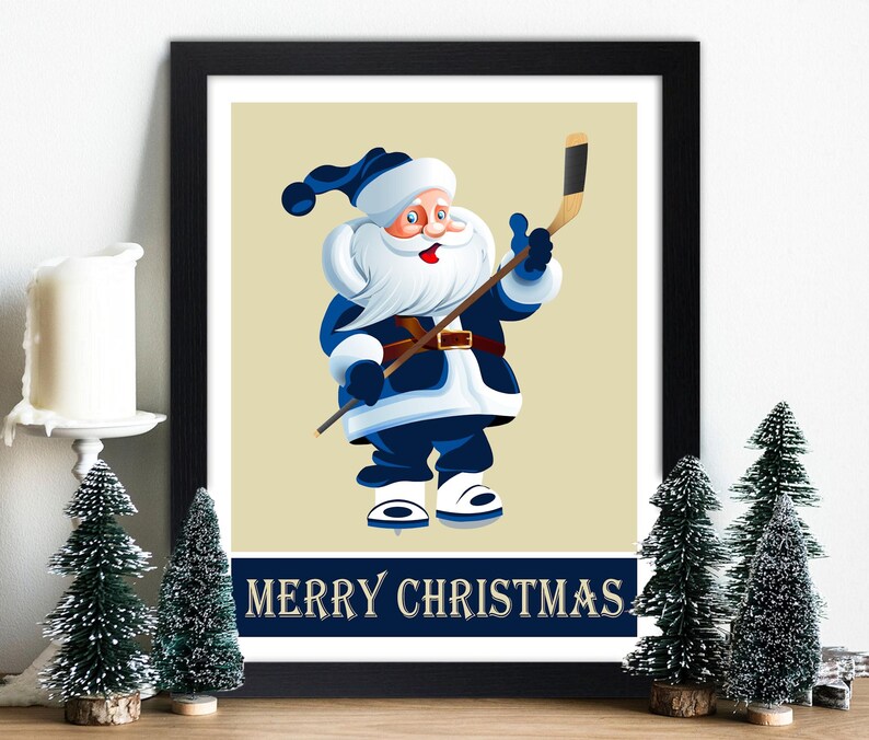 Framed WINNIPEG JETS Comparable CHRISTMAS Hockey Santa Decoration Photo