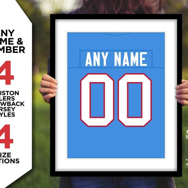 HOUSTON OILERS Jersey Photo Picture Football Art ANY Name & Number Throwback Poster Print 8x10, 8.5x11, 11x14, 16x20 (tjers houjers jersnfl)