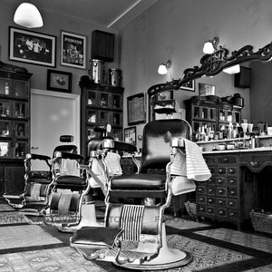 VINTAGE BARBERSHOP Photo Picture BARBERSHOP Chairs B&W Photograph Print 8x10, 8.5x11, 11x14 or 16x20 (BS1)