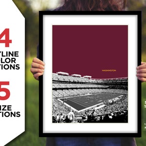 WASHINGTON COMMANDERS Photo Picture FedExField Football Skyline Poster Print 8x10, 8.5x11, 11x14, 11x17 or 16x20 (Int) nfl