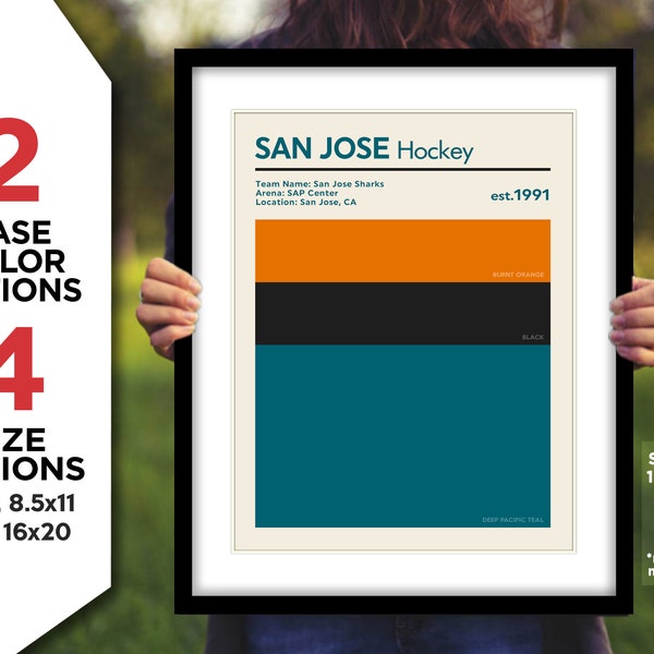 SAN JOSE SHARKS Team Color Swatch Photo Picture Hockey Poster Print - 8x10, 8.5x11, 11x14 or 16x20 (nhltc)