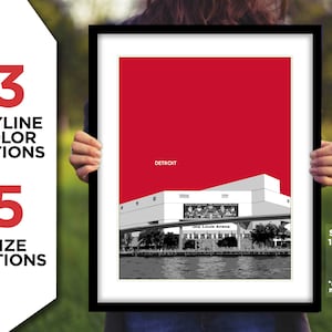 JOE LOUIS ARENA Photo Picture Detroit Red Wings Hockey Stadium Skyline Poster Print 8x10, 8.5x11, 11x14, 11x17 or 16x20 (exterior) nhl