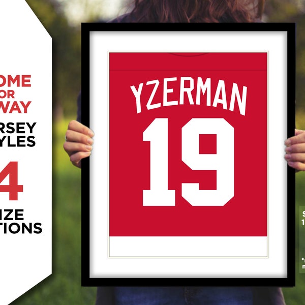 STEVE YZERMAN Jersey Photo Picture Art DETROIT Red Wings Hockey Poster Print 8x10, 8.5x11, 11x14 or 16x20 (detjers)