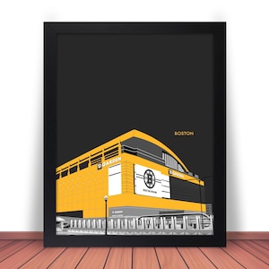 BOSTON BRUINS TD Garden Photo Picture Hockey Stadium Skyline Poster Print 8x10, 8.5x11, 11x14, 11x17 or 16x20 w/Framed Option Black Gold (B)