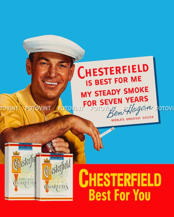 BEN HOGAN Photo Poster VINTAGE Golf Chesterfield Cigarettes Ad Photograph  Print 8x10, 8.5x11, 11x14 or 16x20 (bhogan)