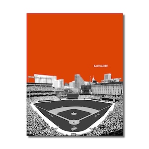 CAMDEN YARDS Photo Picture BALTIMORE Orioles Baseball Stadium Skyline Poster 8x10 8.5x11 11x14 11x17 16x20 Orange White w/Framed Option (O)