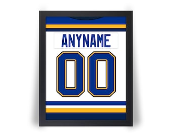 ST. LOUIS BLUES comparable Personalized Hockey Photo Poster (Any Name & Number) 8x10, 8.5x11, 11x14, 16x20 Blue or White w/Framed Option jz