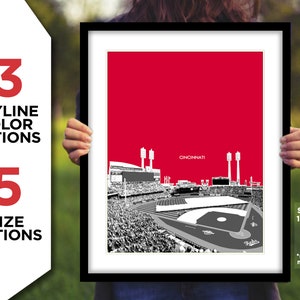 Cincinnati Reds GREAT AMERICAN Ball Park GABP Photo Picture Baseball Stadium City Skyline Poster Print 8x10, 8.5x11, 11x14, 11x17, 16x20