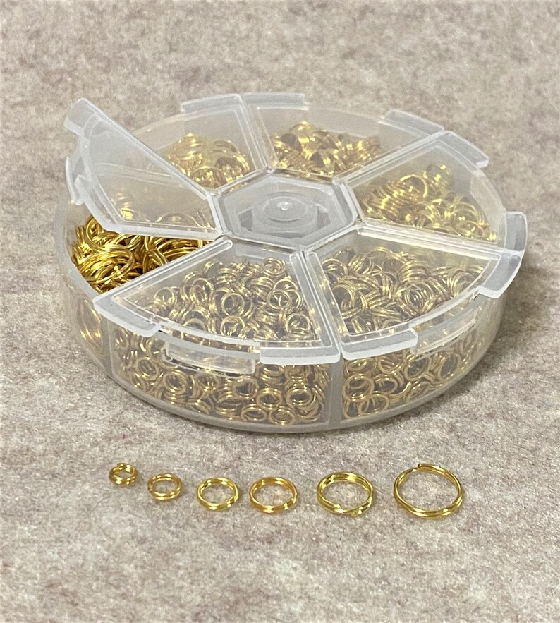 Split Ring Kit 1000 (approx) Split Rings, Gold, Silver, Platinum, Mixed Sizes, Jewelry ...