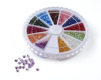 1,320 Pieces Diamond Rhinestone Kit, Transparent Mix Color, Resin Cabochons, 3x2mm, Jewels, Faceted, DIY Jewelry, Settings, Clay, 12 Colors