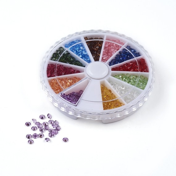 1,320 Pieces Diamond Rhinestone Kit, Transparent Mix Color, Resin  Cabochons, 3x2mm, Jewels, Faceted, DIY Jewelry, Settings, Clay, 12 Colors 