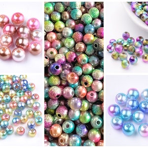 200 Gradient Mermaid Pearl Beads, 6mm, Imitation Pearls, Fantasy, ABS Plastic, DIY Jewelry, DIY Kid Crafts, Rainbow, Bubble Beads