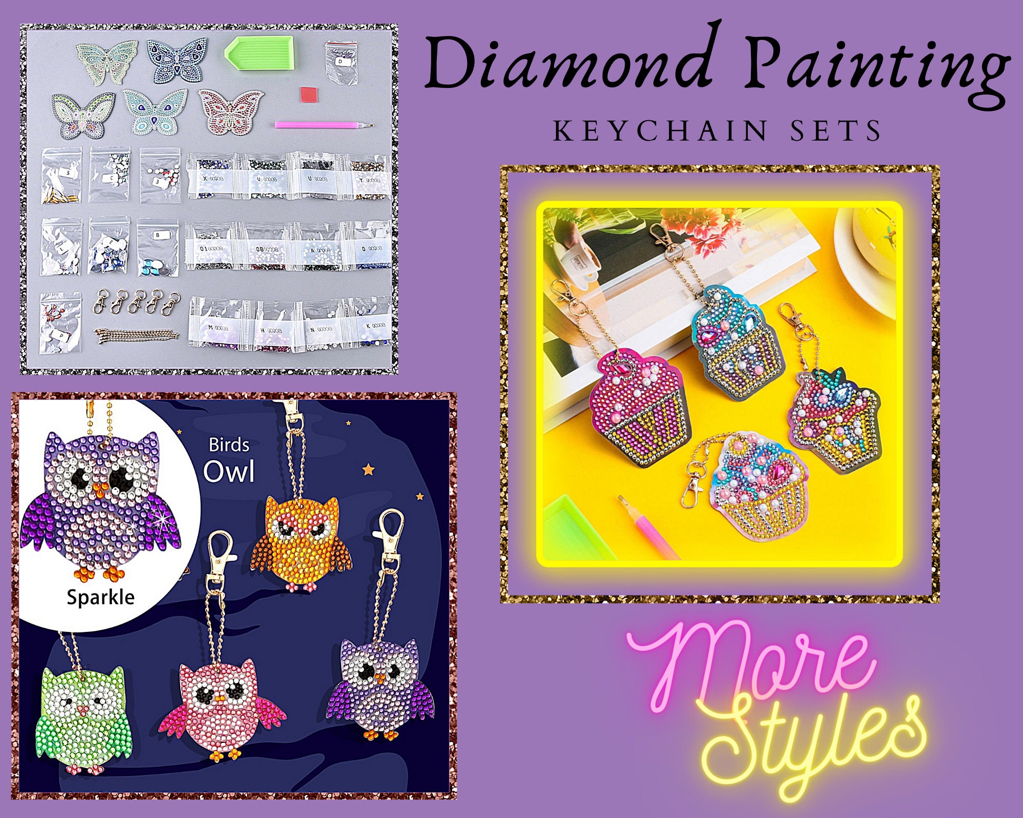 5D DIY My Diamond Art holiday Owls Diamond Painting Kit NEW 