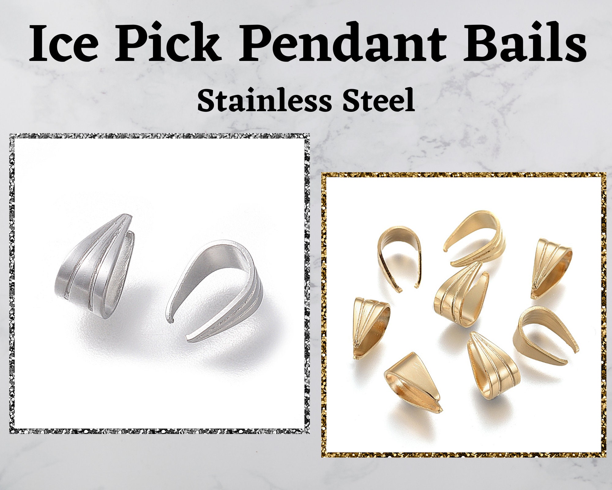 Ice Pick Bail, Gold Finish Pinch Bails