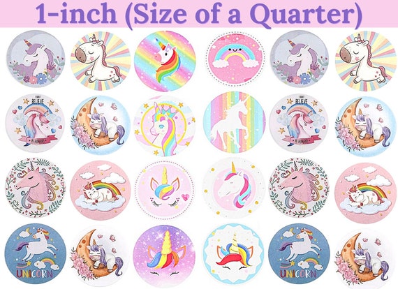 100-300 Mystical Unicorn Stickers, 25mm-Size of a Quarter, Self-Adhesive, Card Sealer, Thank You Card, Invites, Gift Tags, Classroom, Kids