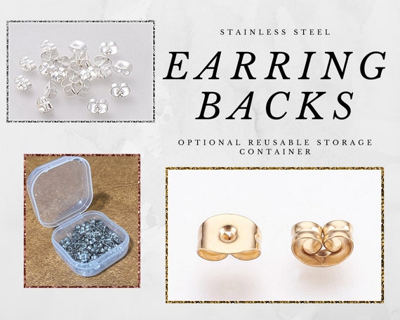 20, 50, or 100 10, 25, 50 Pair Stainless Steel Earring Backs/nuts