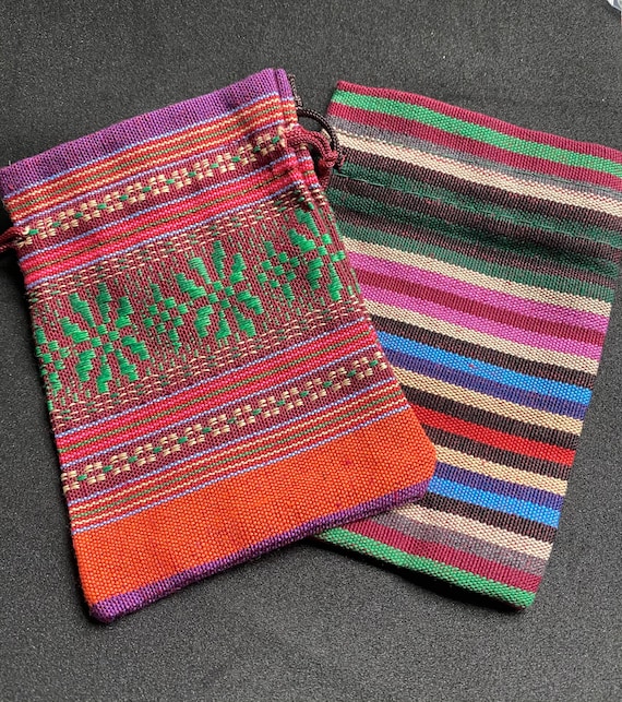 1 or 3 Ethnic Style Colorful and Patterend Gift Drawstring Bags. Weaved Fabric Bags, Potpourri bags, Spice Bags, Jewelry Bags, Nuts