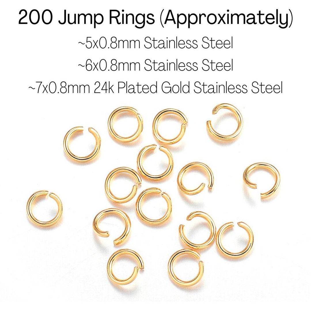 200 Open or Closed Jump Rings, 5mm, 6mm, or 7mm 24k Plated, 20 Gauge, 0 ...