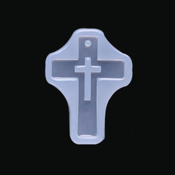 Cross Crucifix With Raised Inner Cross in the Center Mold, Resin Mold, Fondant, DIY Cake Decoration, UV Resin, Soap Making, DIY Jewelry