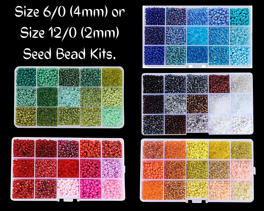 24 Color Glass Seed Bead Kit, Size 6/0, 4mm Glass Seed Bead Spacers, Mixed  Color Rainbow Seed Beads, With Organizer, Seed Bead Beginners Set 