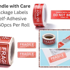150pcs/Roll,  Handle With Care Self Adhesive Stickers, Fragile, Do Not Bend, Shipping Labels, Warning Label, Package Label, Bulk Stickers