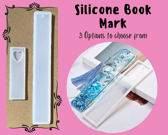 Bookmark Silicone Mold, Long or Short Rectangle Bookmark, Small Bookmark With Heart, Resin Casting, UV Casting, Epoxy, DIY Book Crafts