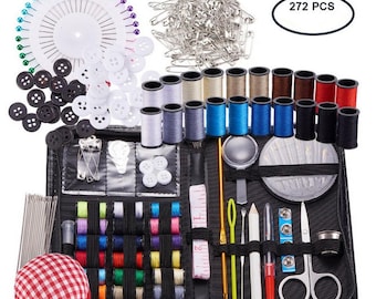272 Piece Sewing and Crochet Kit. Includes Case, Thread, Needles, Pins, Pin-Cushion, Scissors, Tape Measure, Buttons, and More!