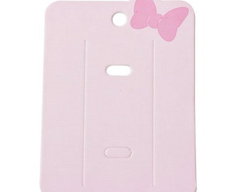 100 Barrette Hair Clip Cards (approx), Pink, Bowtie, Blank Display Cards, Jewelry Display Cards, Rectangle, Cardboard, Pin Display, Hair