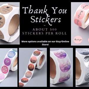 500 piezas/rollo de pegatinas de agradecimiento en forma de círculo pequeño, variedad, etiqueta de regalo de papel kraft autoadhesiva, colorida, roja, plateada, dorada, rosa, kraft, etiquetas