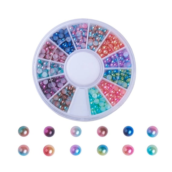 Box of Pearl (imitation) Cabochons, 3-6mm, Mix Color, Variety, For DIY Nail Art, DIY Jewelry Making, Decoration Accessories, UV Resin, Epoxy