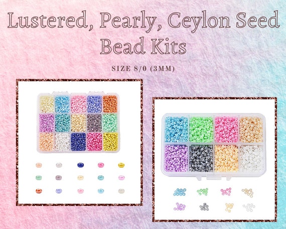 8 or 15 Colors Glass Seed Bead Kit, Size 8/0, 3mm, 4200~7500pcs Mixed Color for DIY Jewelry, Kid's Crafts, Lustered Opaque Beads, Rainbow