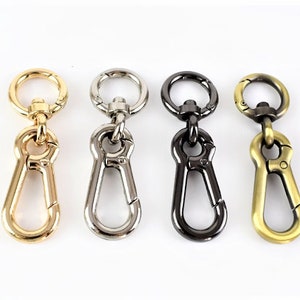 1 o 3 portachiavi in oro, argento, nero, bronzo, moschettone con chiusura a molla con anello a O, anello girevole, guinzaglio per cani, borsa, resistente, 3 pollici