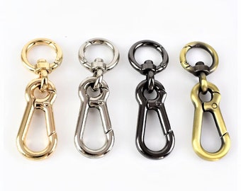 1 or 3 Gold, Silver, Black, Bronze Keychain, Carabiner Spring Clasp with O-Ring Spring Clasp, Swivel Ring, Dog Leash, Purse, Heavy-Duty, 3in