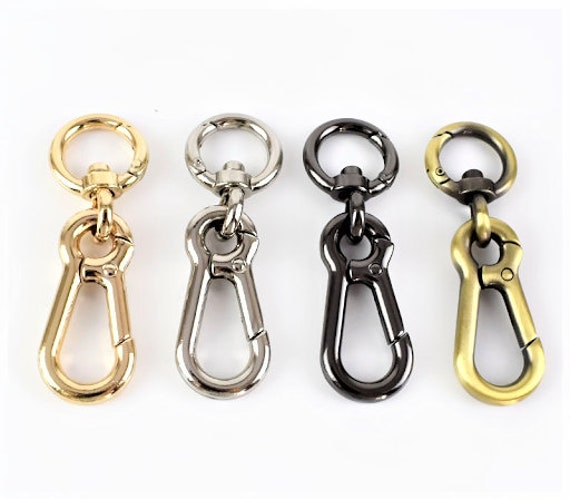 1 or 3 Gold, Silver, Black, Bronze Keychain, Carabiner Spring Clasp With O- ring Spring Clasp, Swivel Ring, Dog Leash, Purse, Heavy-duty, 3in 
