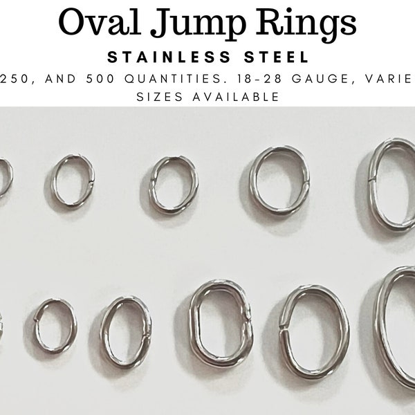 200-500 Stainless Steel Oval Jump Rings, Small, Large, Long, 18-28 gauge, Closed But Unsoldered, DIY Jewelry Making, DIY Leather, DIY Crafts