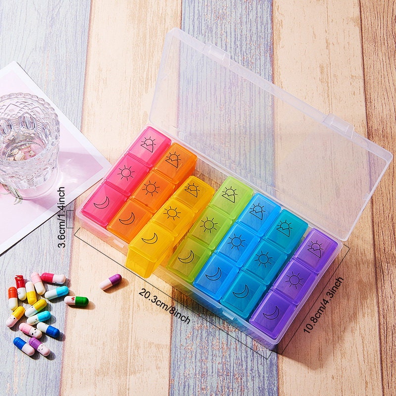 7day Pill Box With Morning Noon Night Images 21 Separate Etsy