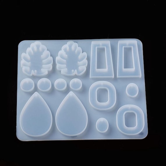 DIY Pendant Jewelry Silicone Mold, DIY Earrings, 7 Shapes, Resin, Epoxy, Leaf, Teardrop, Circles, Mixed Shapes, Sets, Oval, Trapezoid